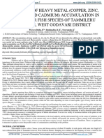 Monitoring of Heavy Metal (Copper, Zinc, Iron, Lead and Cadmium) Accumulation in Fresh Water Fish Species of Tammileru Reservoir West Godavari District