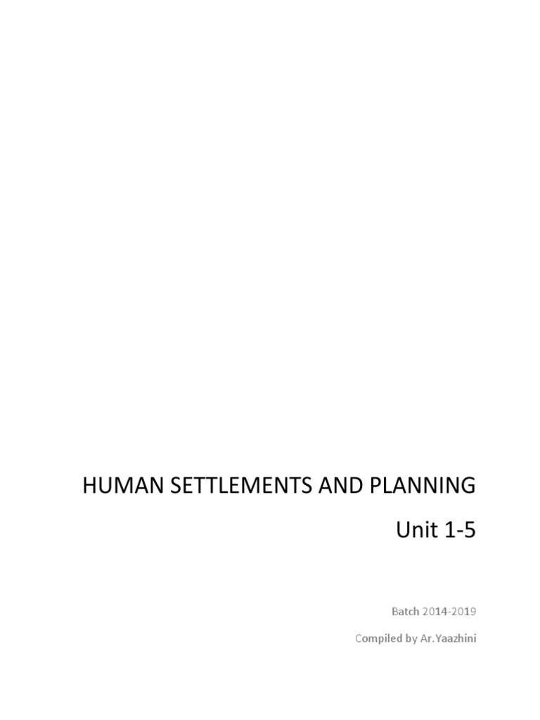Human Settlements Planning Notes Pdf City
