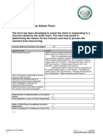 Optional Corrective Action Form: Concern Reference Number From Report