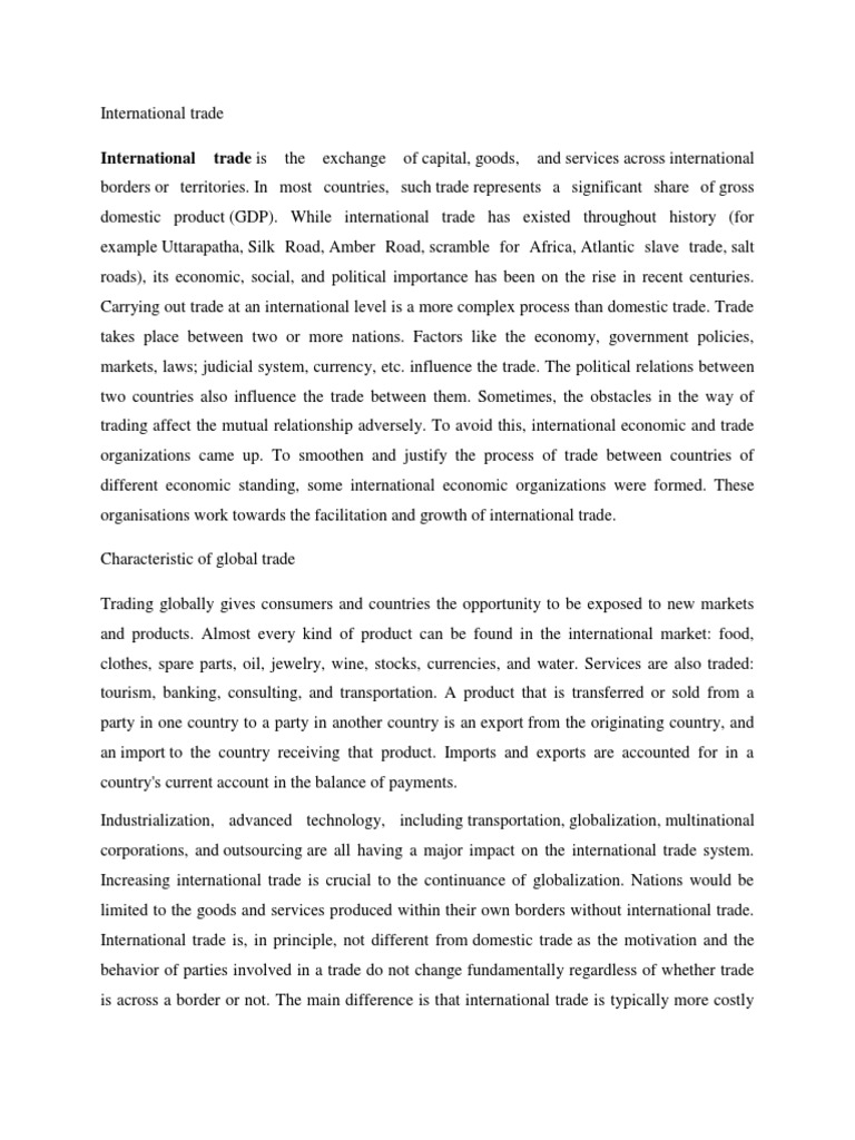 Evolution of International Trade | PDF | International Trade | Trade