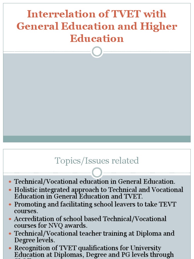 Interrelation Between TEVT and General Education | PDF | Vocational ...