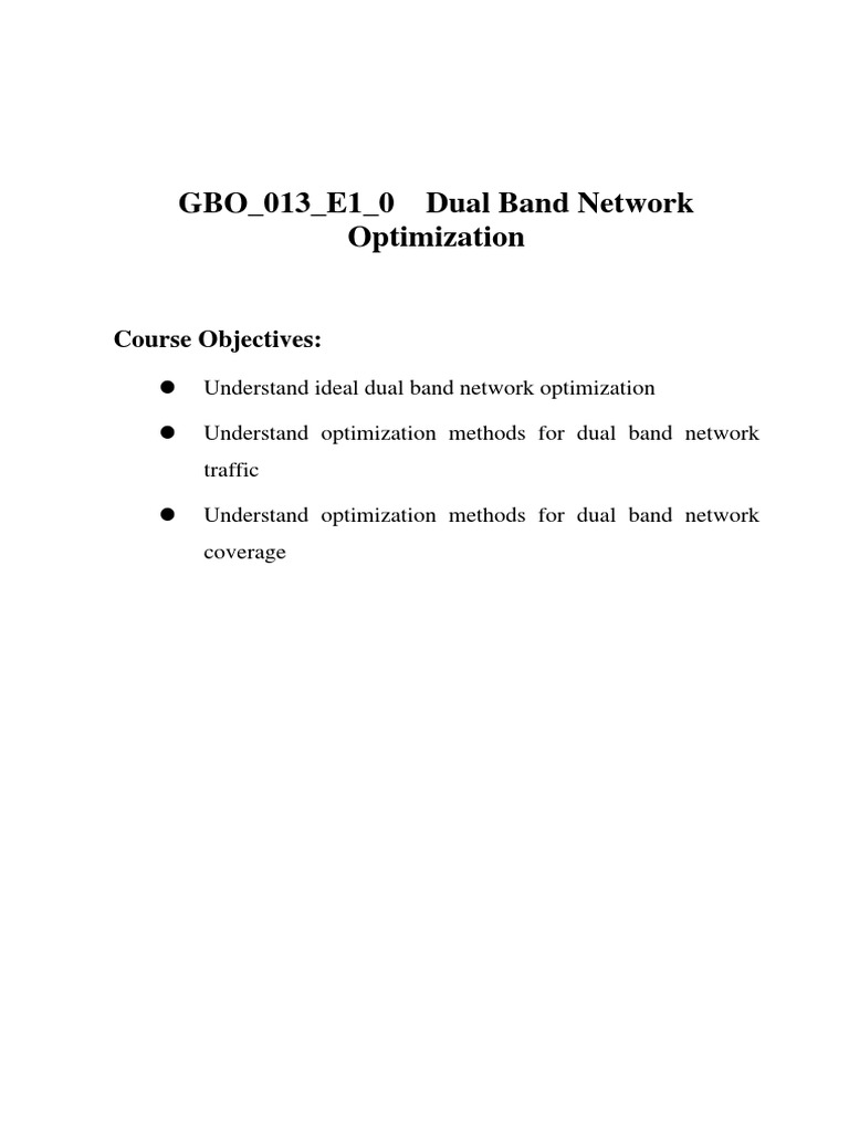 Dual Band Network Optimization PDF Gsm Radio Propagation