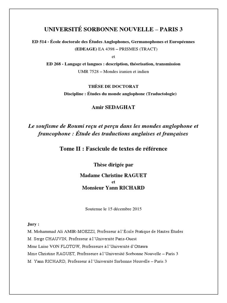 Le Soufisme De Roumi Recu Et Percu Dans Les Mondes Anglophone Pdf Doctorats Doctorat