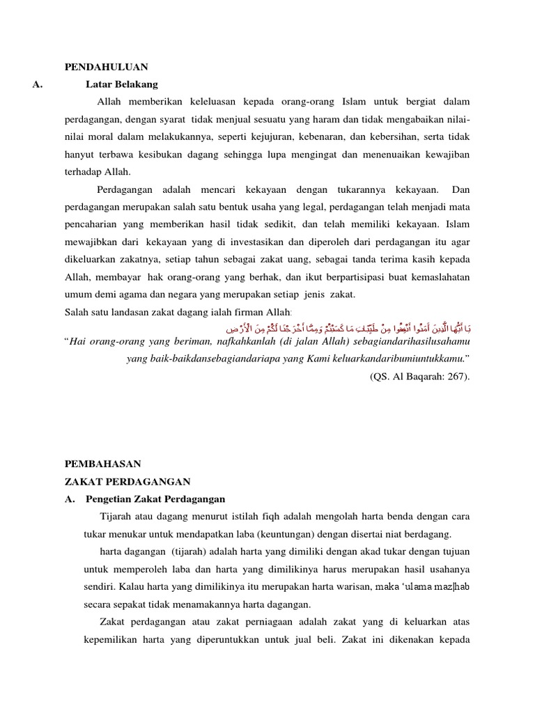 Makalah Zakat Perdagangan