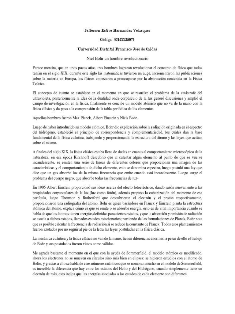 Ensayo Bohr