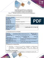 Guia de Actividades y Rúbrica de Evaluación - Paso 4 - Diseñar Proyecto de Intervención Pedagógica.