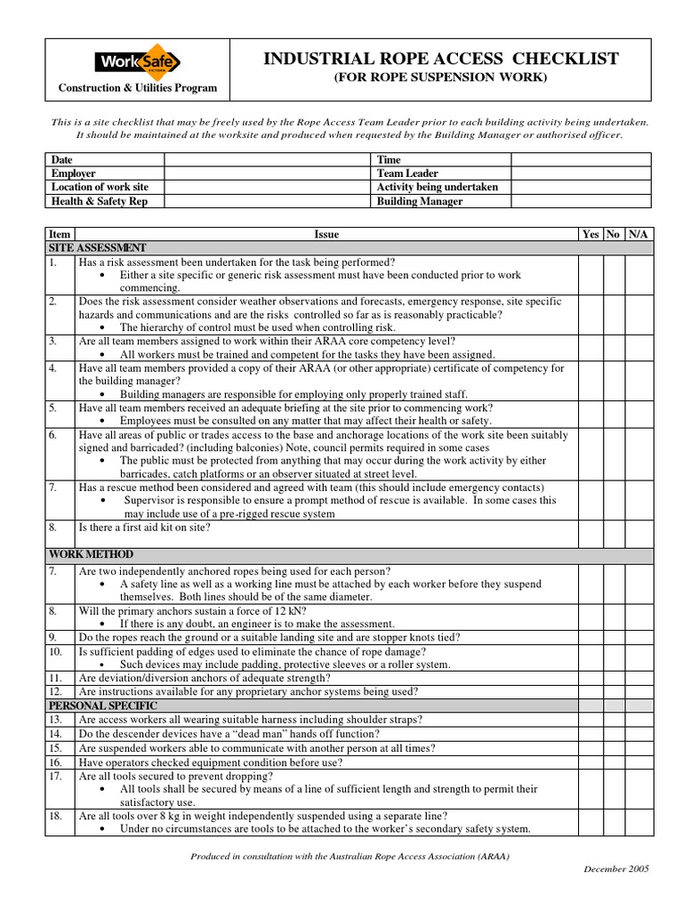 industrial_rope_access_checklist.pdf Emergency Employment