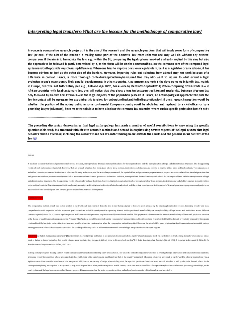 Legal Transplants: Comparative Law Insights | PDF | Institution ...