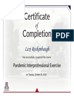 Pandemic Interprofessional Event Certificate Pandemic Interprofessional Exercise 2018 Rockenbaugh