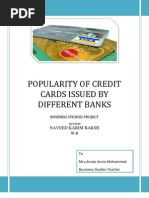 Popularity of Credit Cards Issued by Different Banks