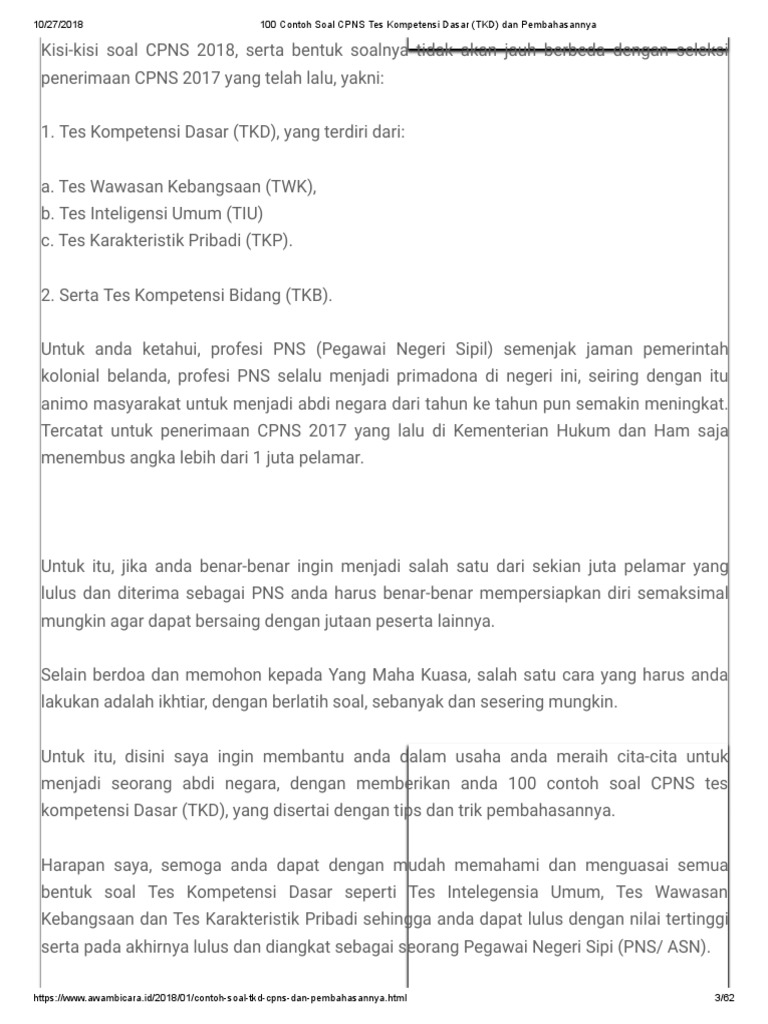 Soal Soal Tes Seleksi Jambore Nasional 2018