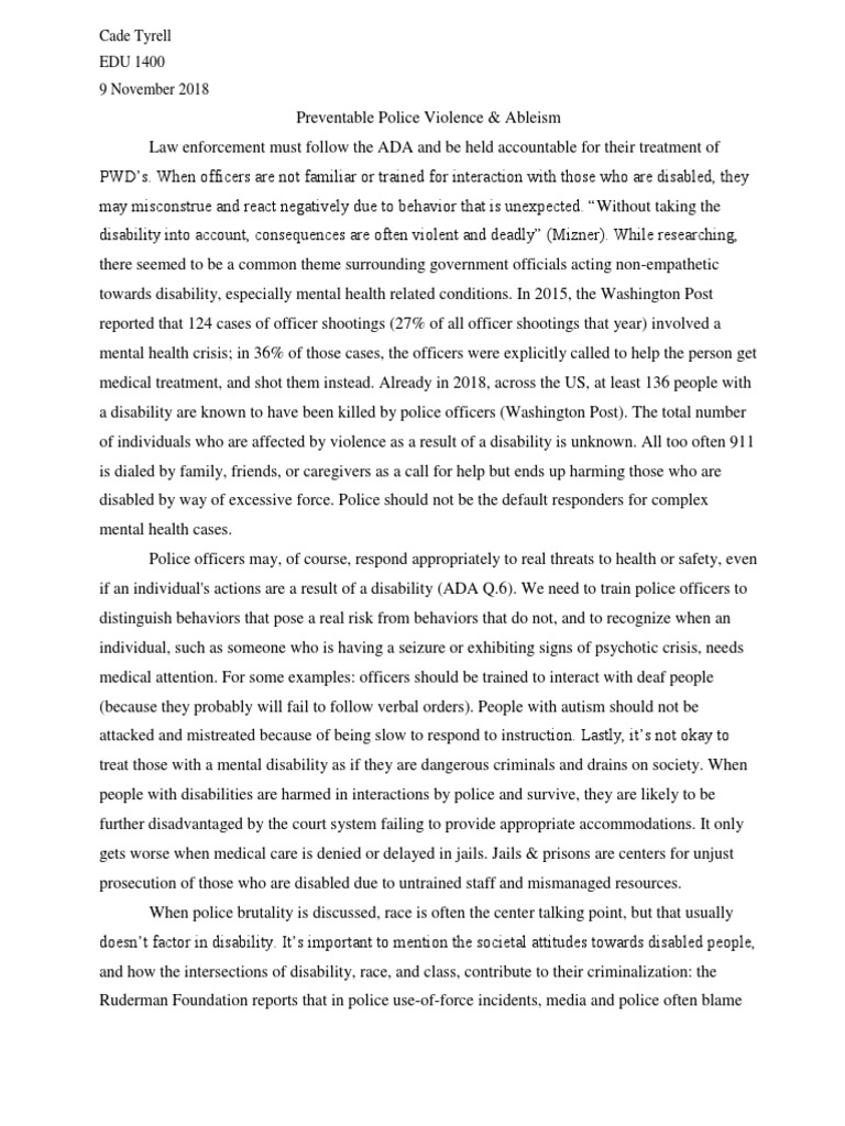 Police Violence Against People with Disabilities | PDF | Disability ...