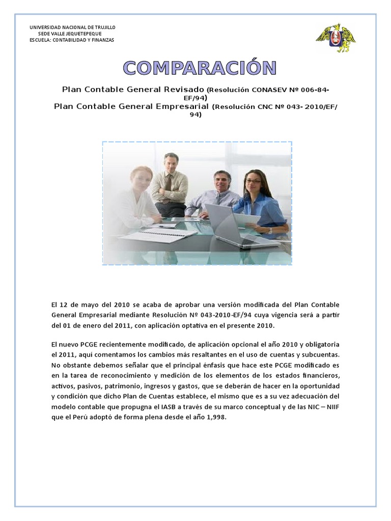 Comparacion PCGR Y PCGE | PDF | Contabilidad | normas internacionales ...
