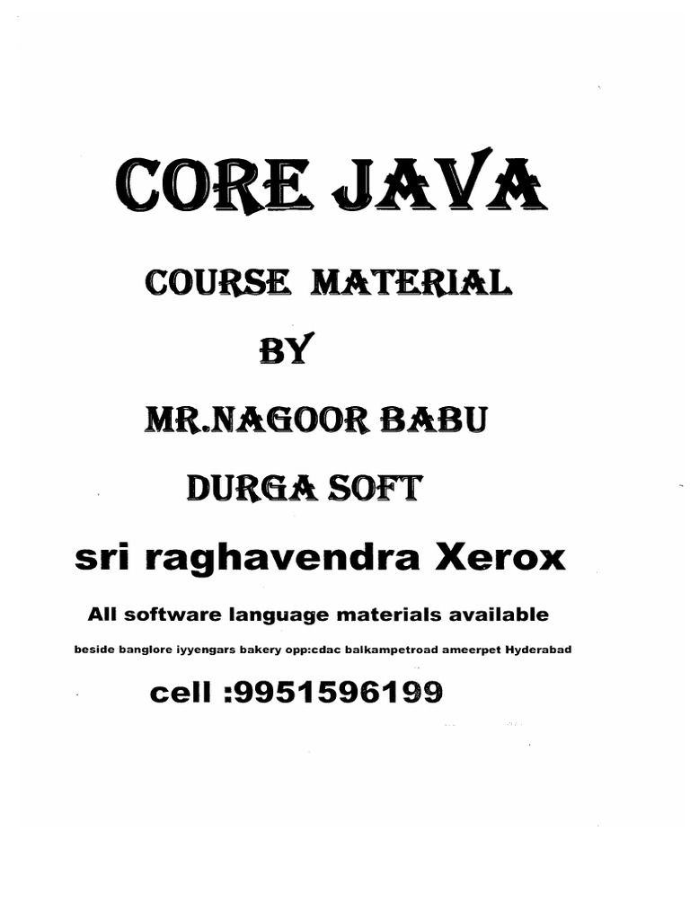 Core Java by NAGOOR BABU SIR PDF | PDF