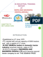 6 Months Industrial Training AT: Mahindra and Mahindra Swaraj, Mohali