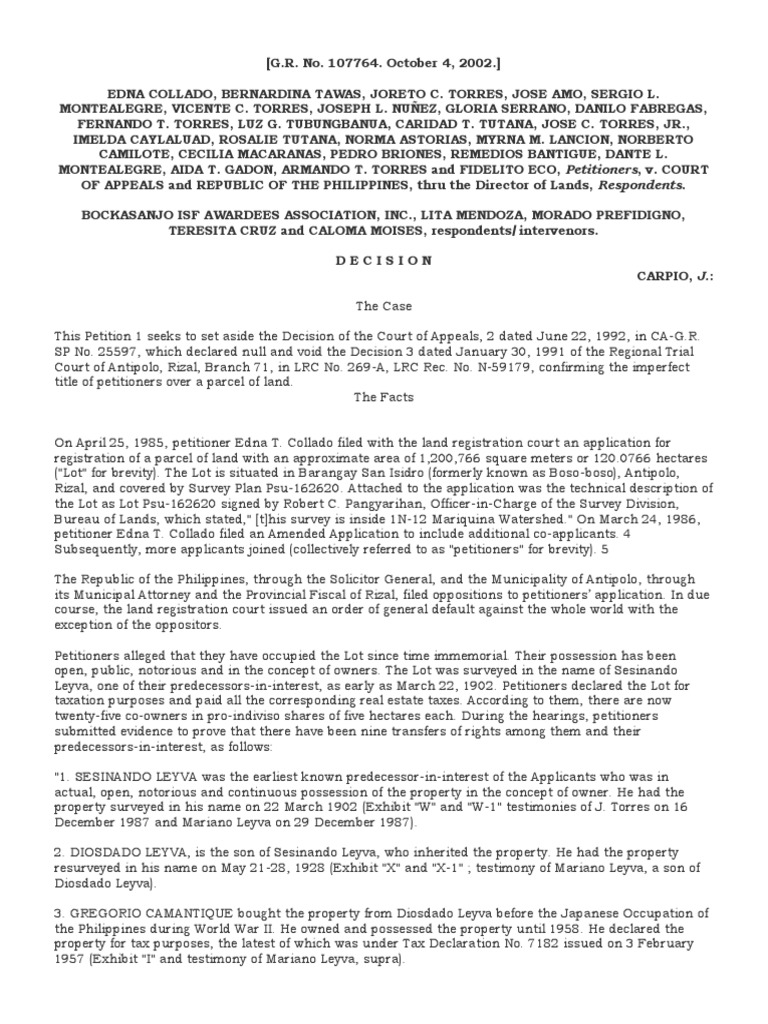 Collado v. CA Case PDF Adverse Possession Statute Of Limitations