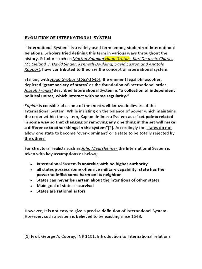 Evolution of the International System | PDF | Polarity (International ...