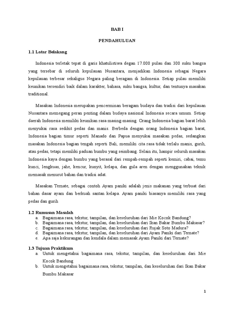 Laporan Praktikum Masakan Indonesia