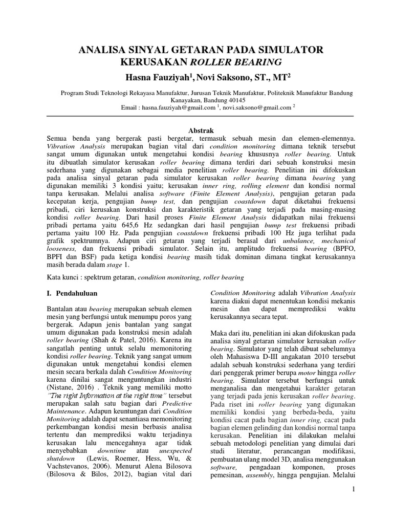 Vibration Roller Bearing Analysis PDF