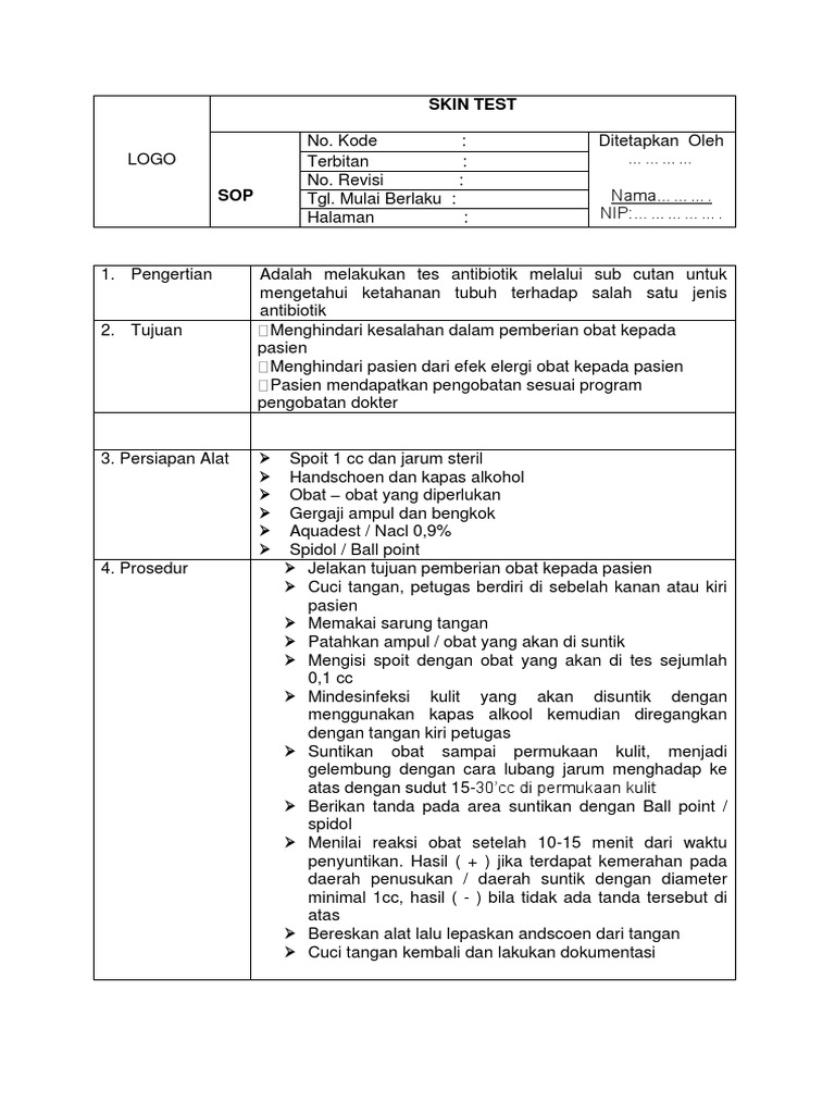 Prosedur Skin Test Antibiotik | PDF | Sains & Matematika