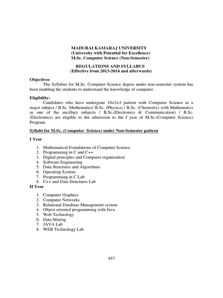 M.Sc. Computer Science Syllabus 2024 | PDF | Java Servlet | Java Server ...