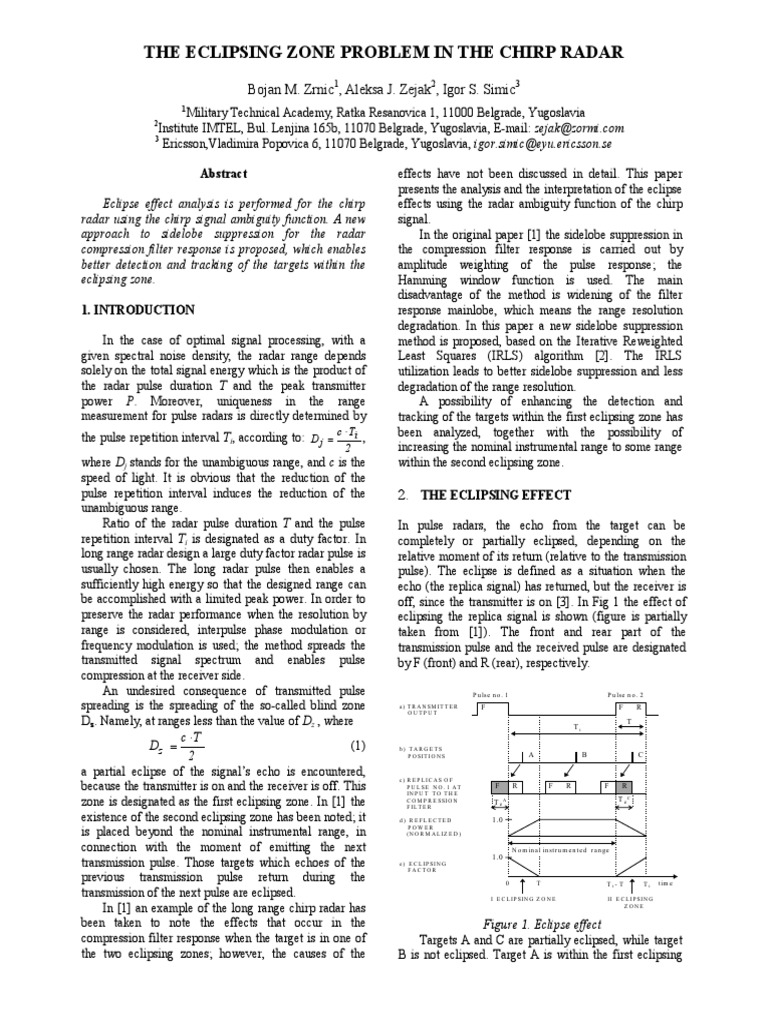 Chirp Radar Eclipsing Zone Analysis | PDF | Radar | Wireless