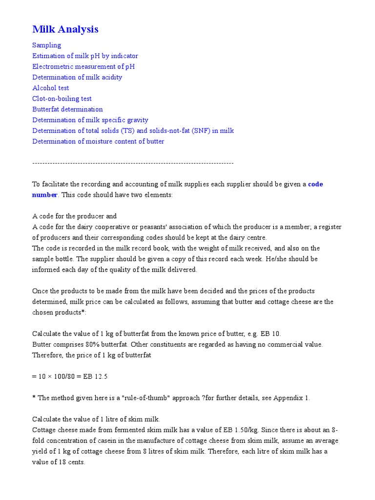 12 Milk Analysis - Fresh Moisture Fat | PDF | Ph | Milk