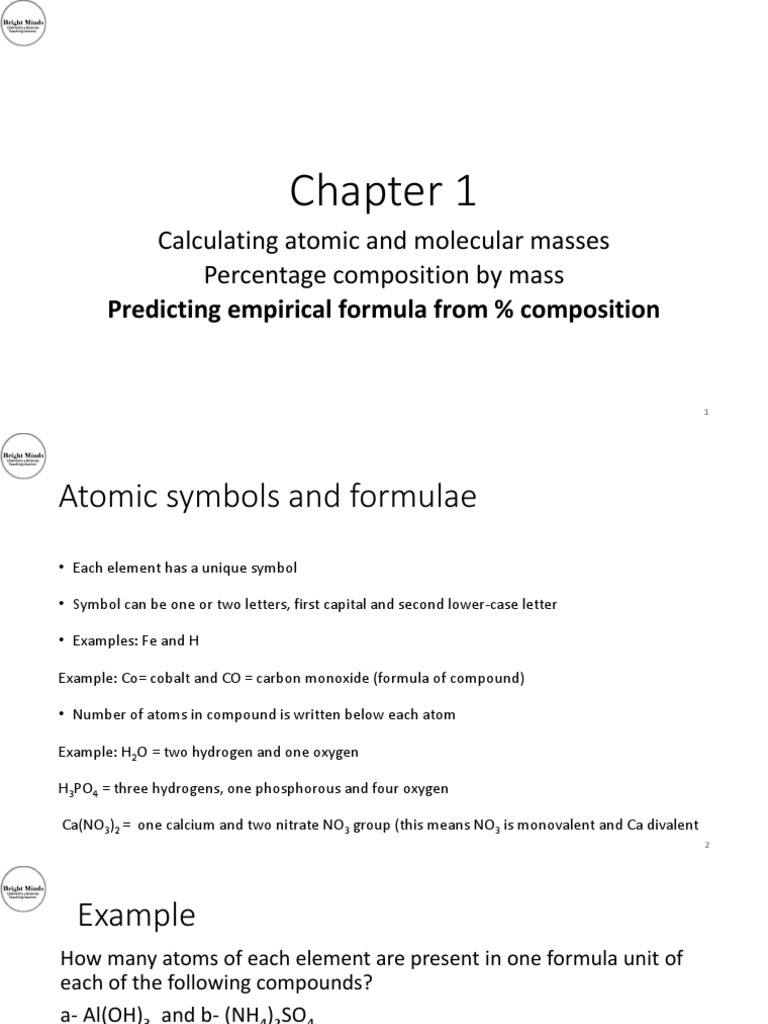 Calculating Molecular Masses and Formulas | PDF | Molecules | Stoichiometry