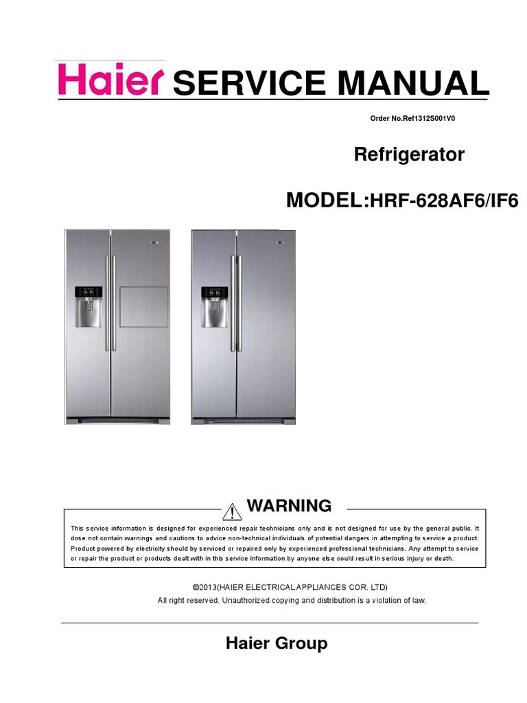 HRF 628AF6 user Manual | Refrigerator | Electrostatic Discharge