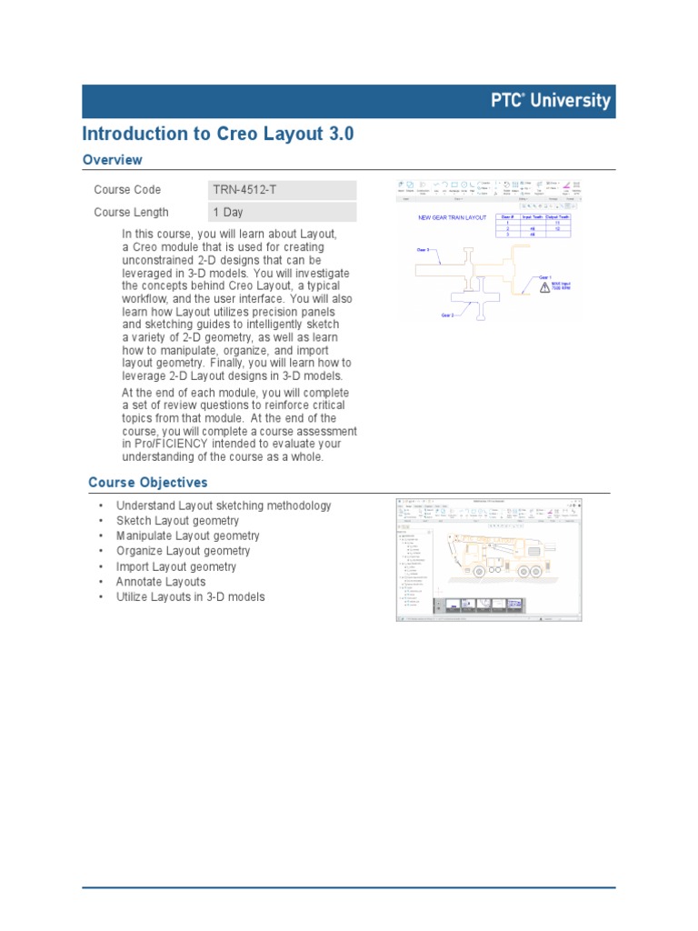 Creo Layout 3.0 Course Overview | PDF | Geometry | Computing