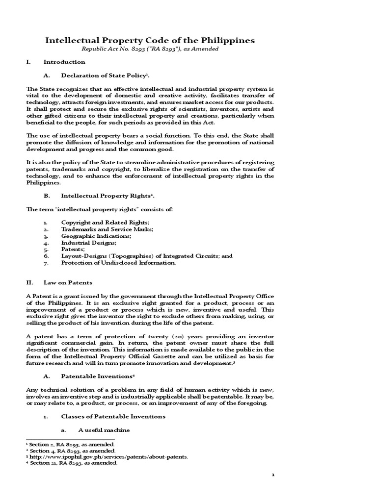 Intellectual Property Code of The Philippines Republic Act No. 8293