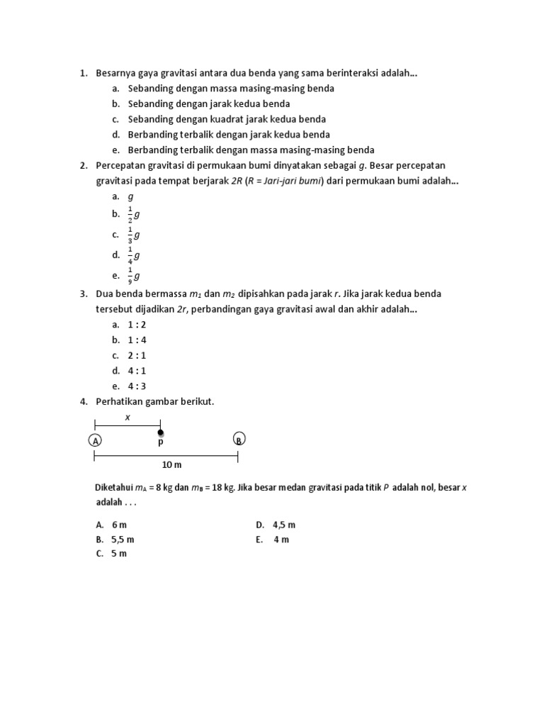 Fisika Soal Gravitasi