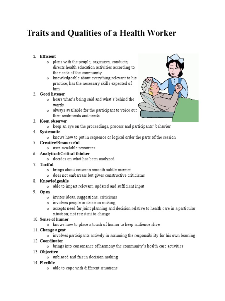 Traits and Qualities of A Health Worker | PDF | Self-Improvement ...
