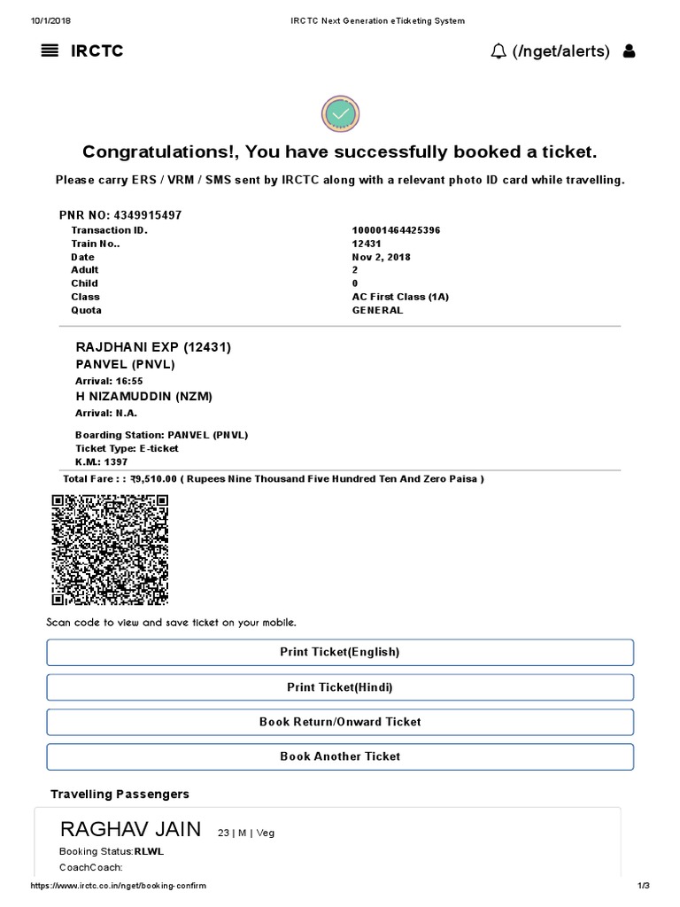 IRCTC Next Generation ETicketing System | PDF | Ticket (Admission ...
