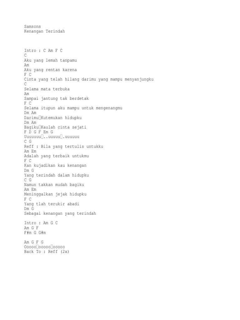 Chord Samsons Kenangan Terindah Pdf