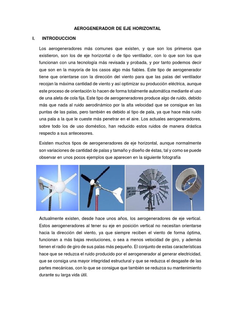 Aerogeneradores de Eje Horizontal | PDF | Turbina eólica | Física
