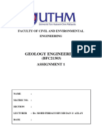 Geology Engineering: (BFC21303) Assignment 1