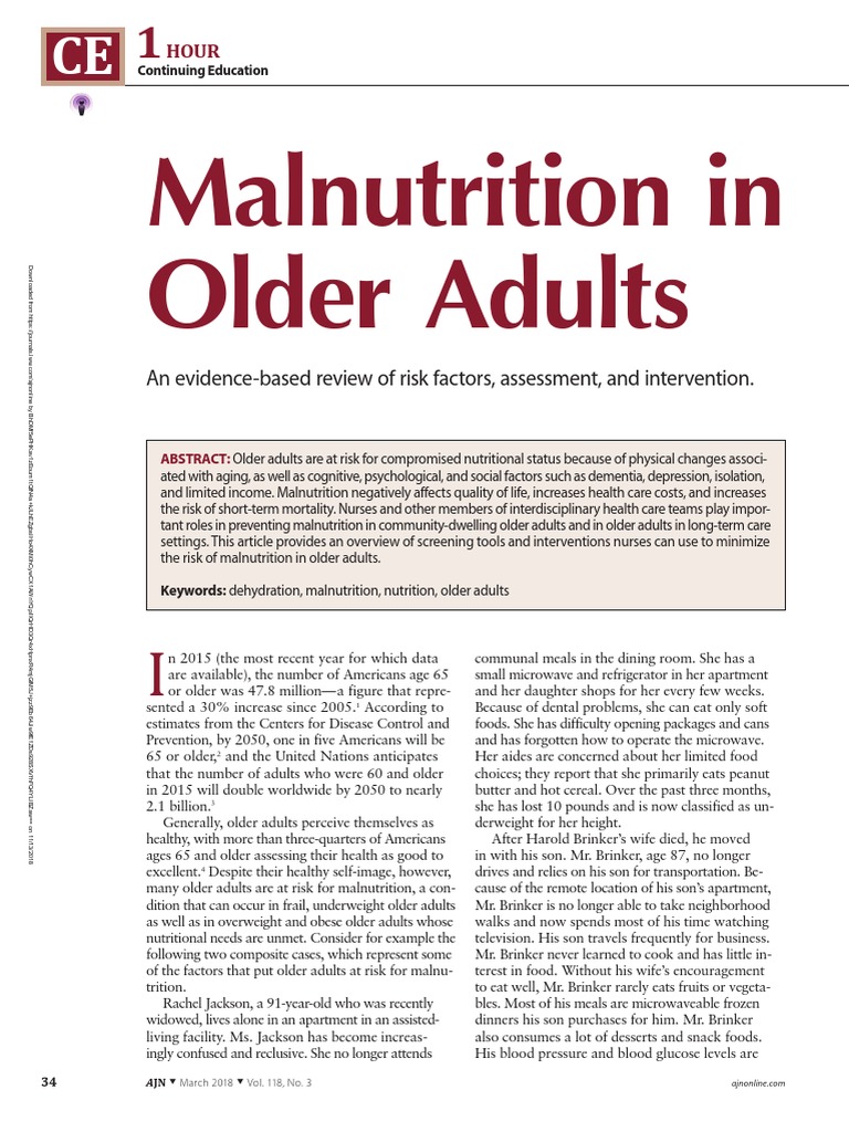Malnutrition in Older Adults: An Evidence-Based Review of Risk Factors ...