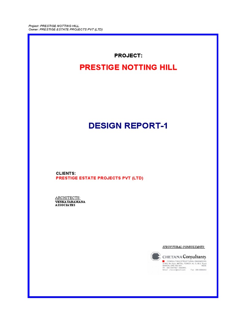 Prestige Notting Hill Design Report | PDF | Beam (Structure) | Concrete