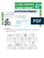 Ficha Suma y Resta de Fracciones Homogeneas Para Tercero de Primaria 1