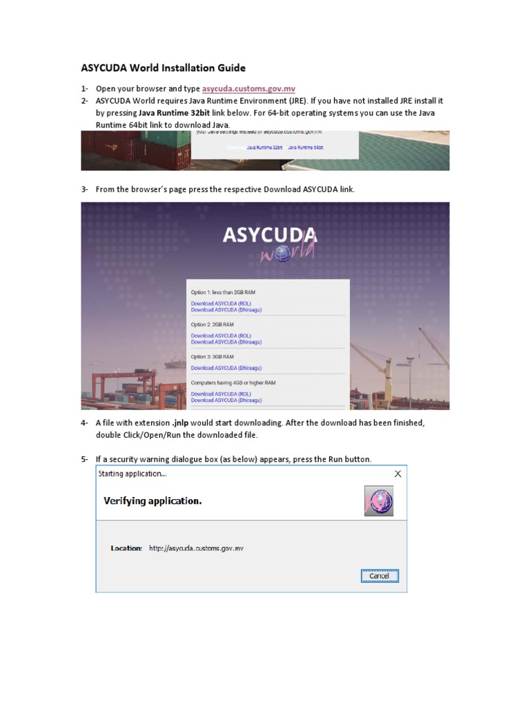 ASYCUDA World Installation Guide: Asycuda - Customs.Gov - MV | PDF