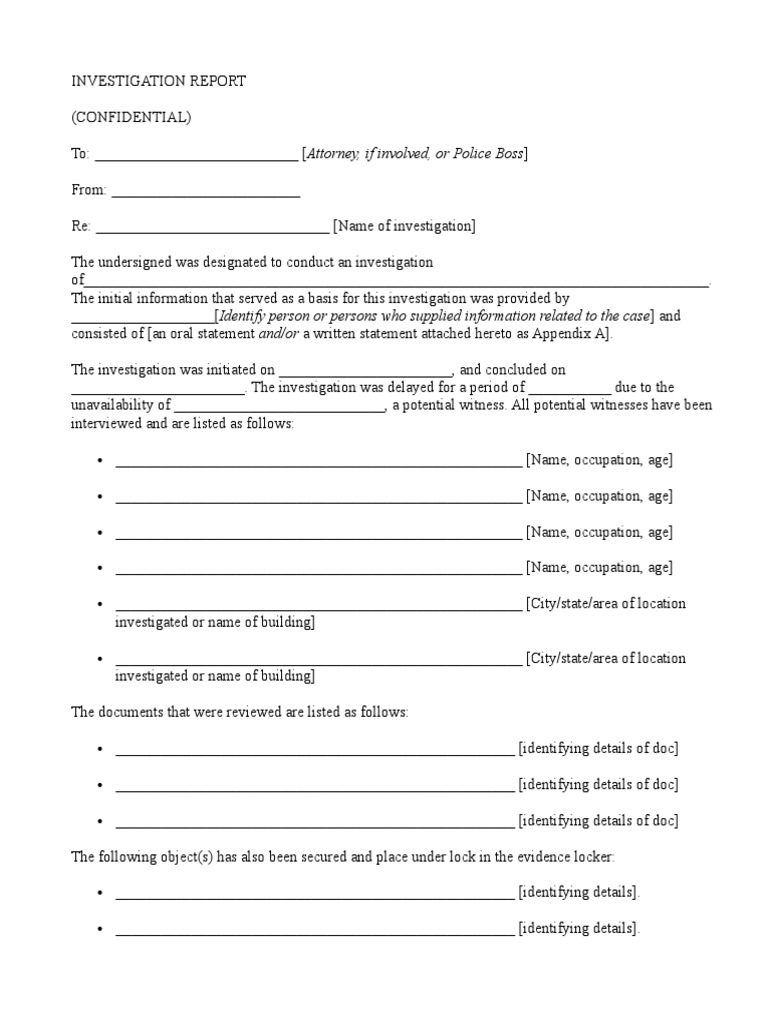 Investigative Report Example | PDF | Witness | Crime & Violence