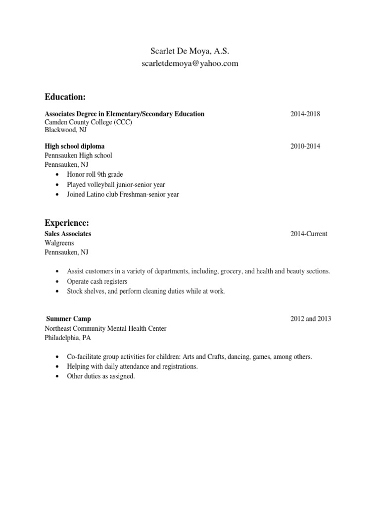 Scarlet De Moya: Education & Experience Summary | PDF