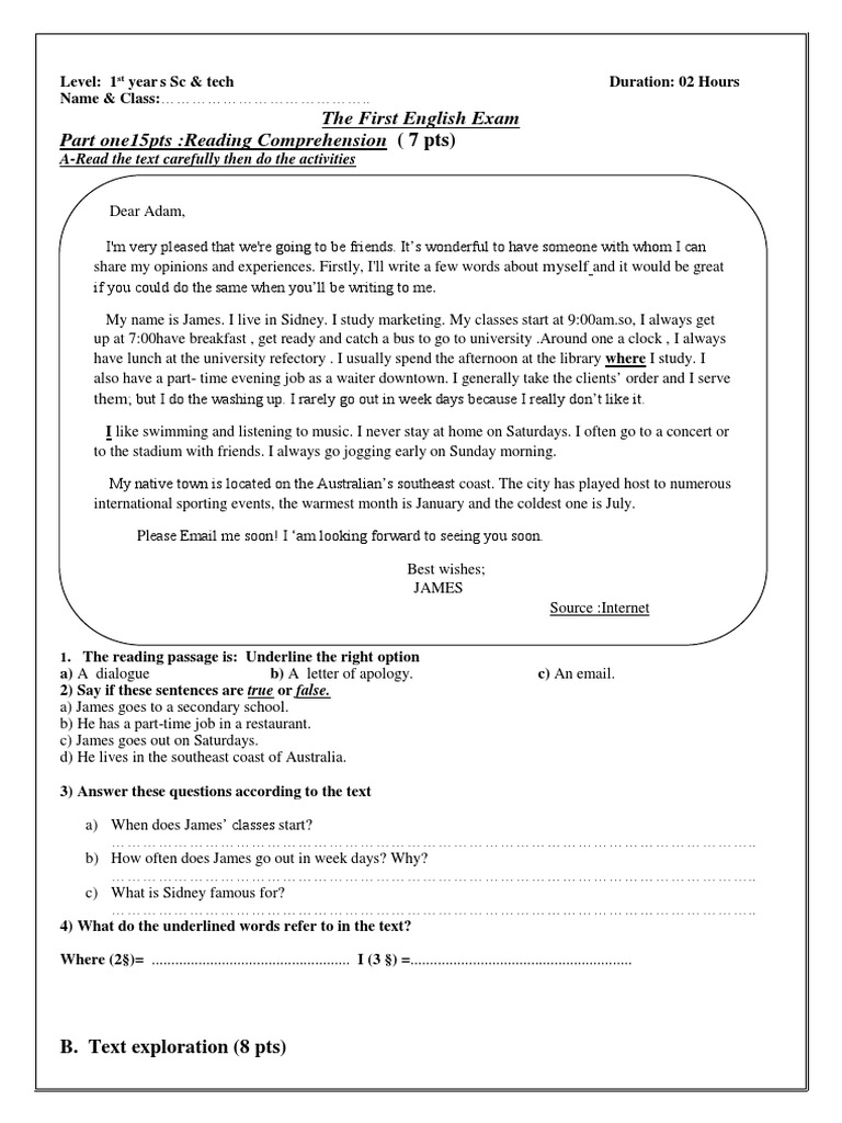Exam First Year Unit One SC & Tech | PDF | Internet | Communication
