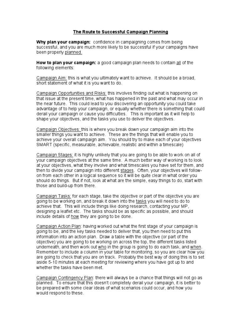Effective Campaign Planning Guide | PDF | Recycling | Business