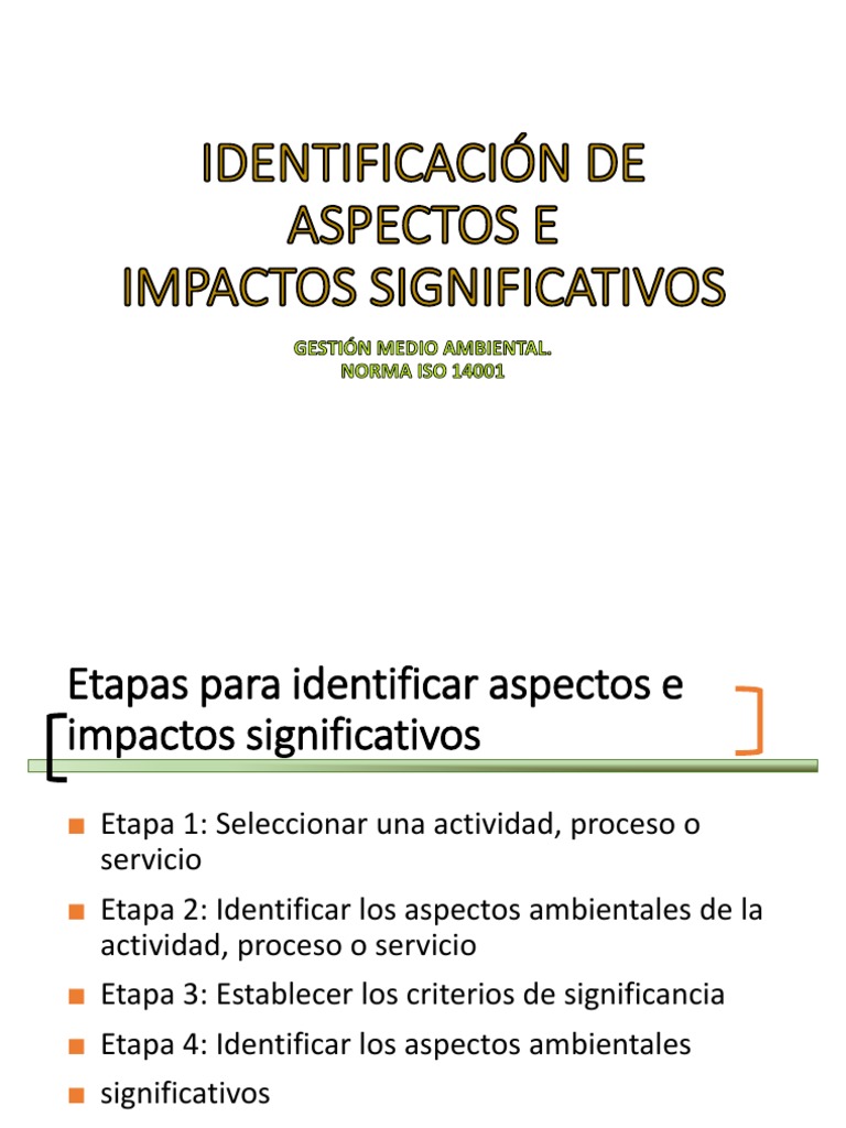 Identificación de Aspectos Ambientales ISO 14001 | PDF
