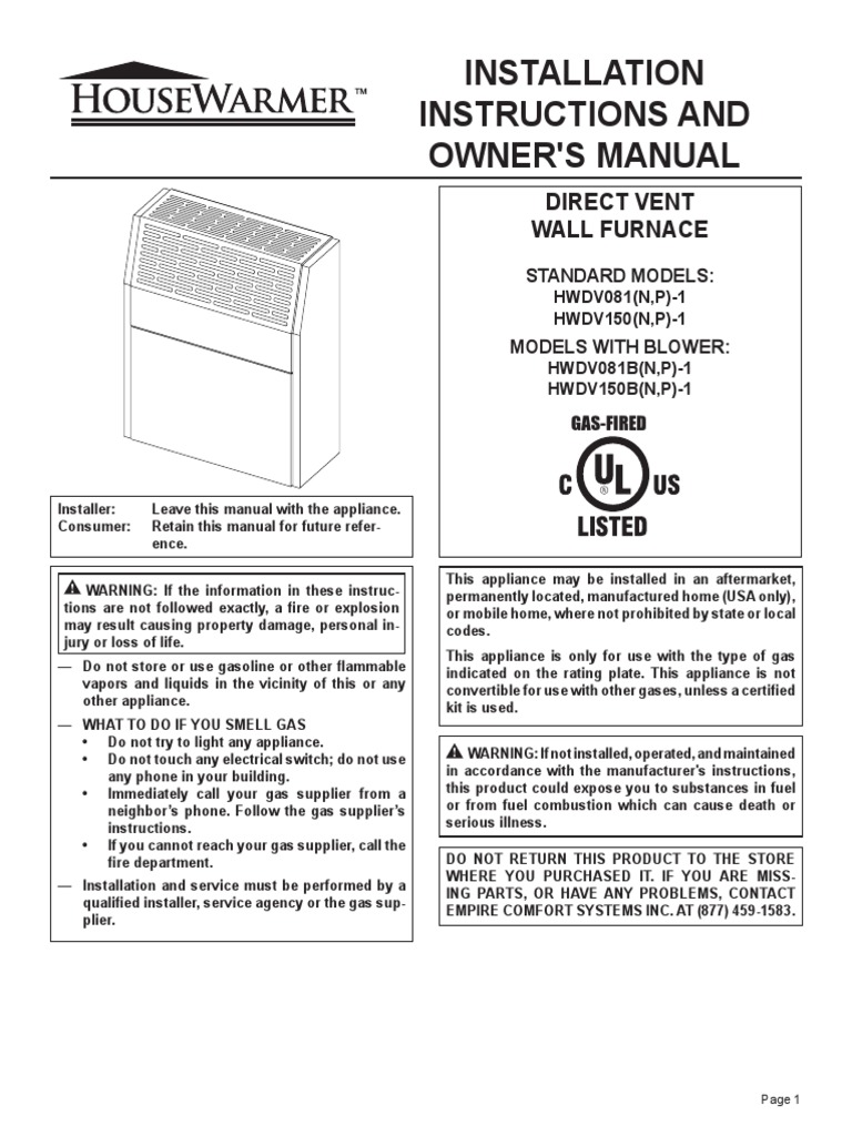 Housewarmer Lp Gas Heater Manual Hvac Valve
