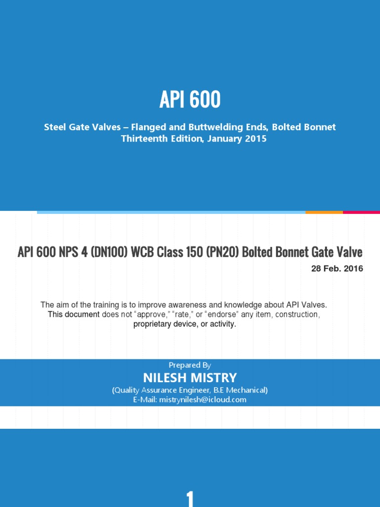 API 600 Steel Gate Valve Specifications | PDF