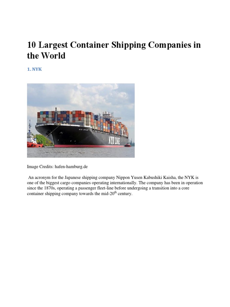 Top 10 Largest Container Shipping Companies | PDF | Containerization ...
