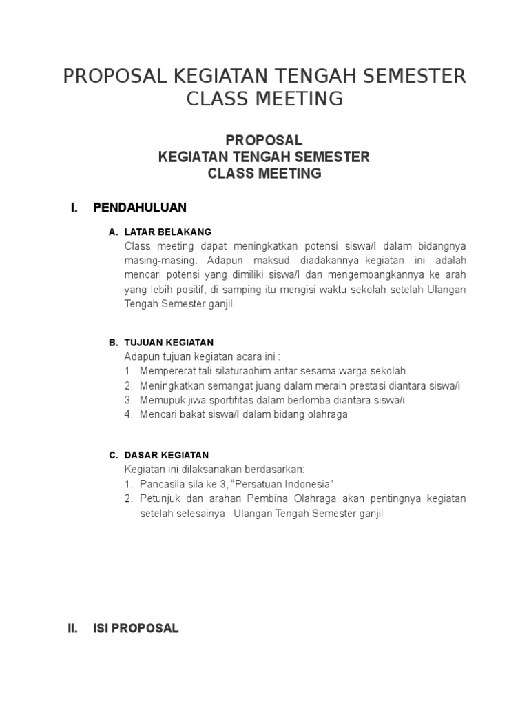 Proposal Kegiatan Class Meeting SMP | PDF | Karier & Perkembangan